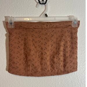 Aéropostale NWT Size Small Eyelet Embroidered Tube Top Brown Ditsy Floral Crop